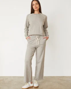 MONROW Lightknit Pant With Contrast Piping HEATHERGREY Hot